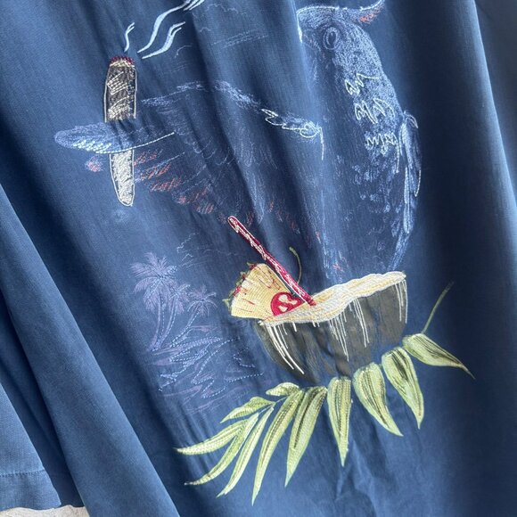 Caribbean Short Sleeve Button Up Collared Parrot Graphic Back Shirt Size XL - Picture 6 of 7